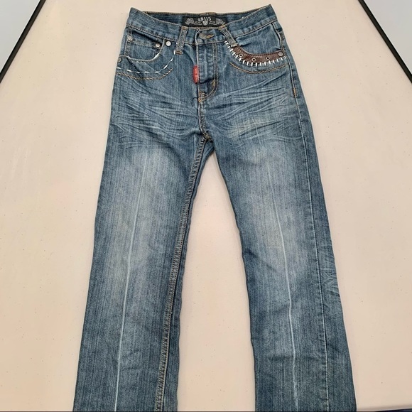 GS115 Jeans Kids 10 Straight Leg Leather Accent Pockets Girl - Picture 7 of 13